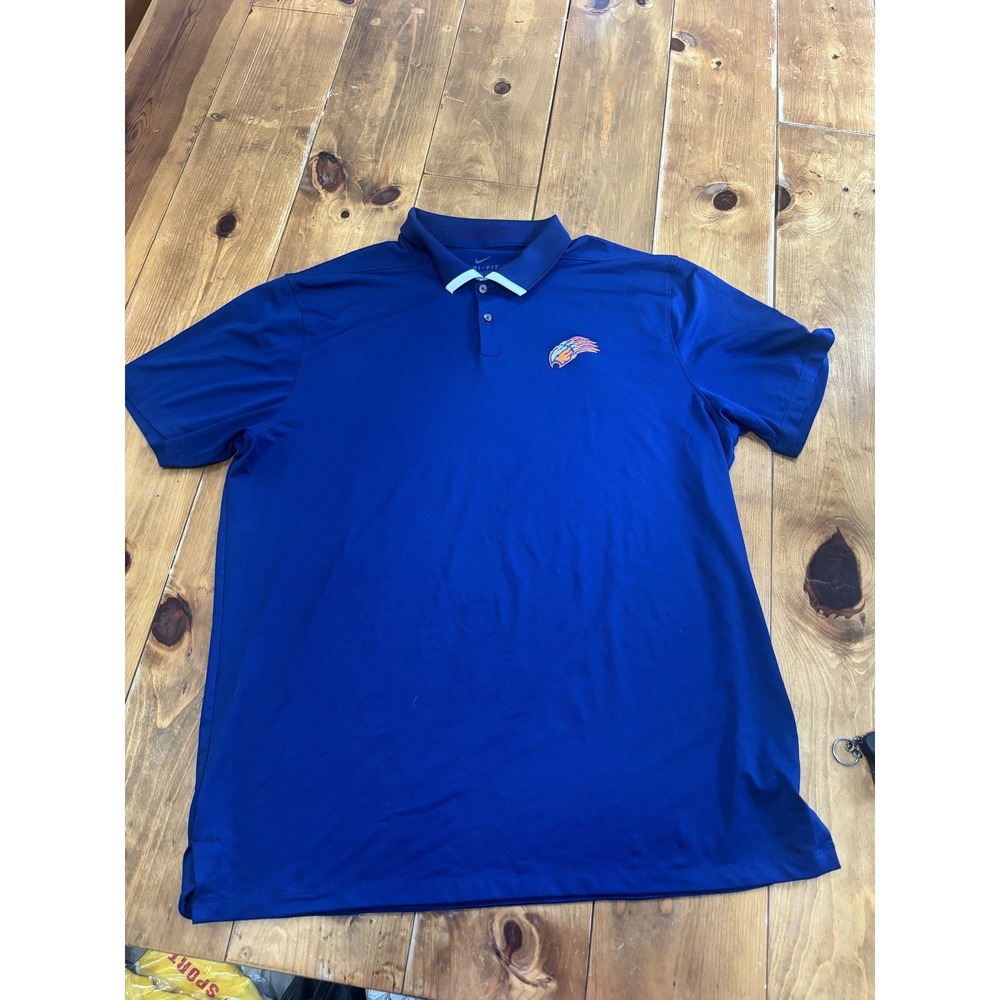 Nike Dri-FIT Men's Large L Royal Blue Polo Shirt Standard Fit Short Sleeve